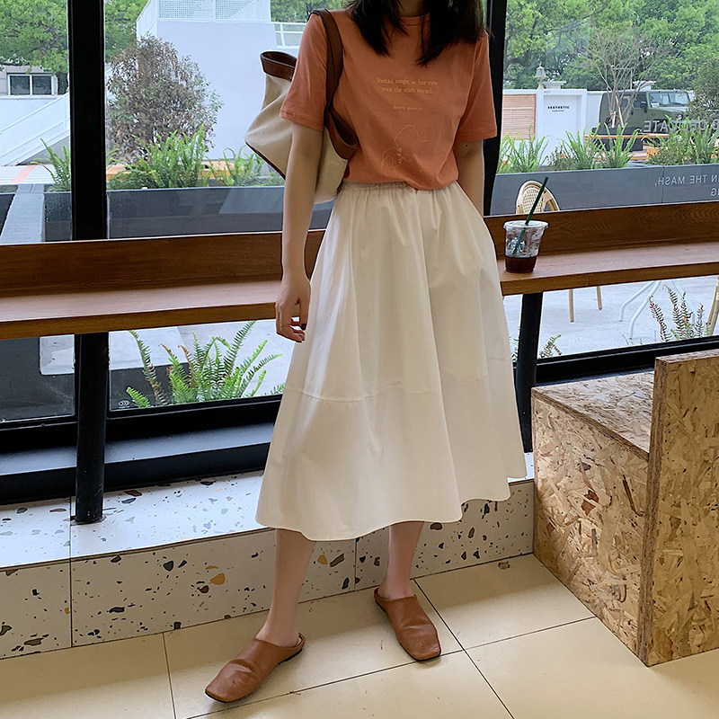 陈陈来也 2019夏季 韩版宽松显瘦松紧腰纯色A型半身裙中裙蓬蓬裙在类目 女装/女士精品, 半身裙中 - 来自Buy2taobao.com提供专业的淘宝代购服务