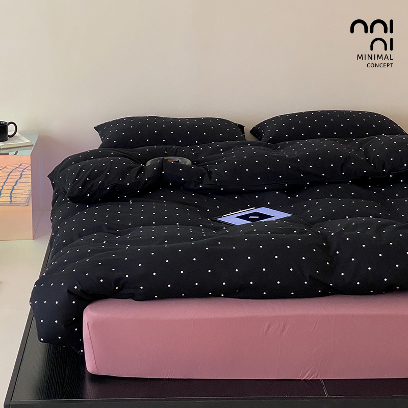 四季款四件套针织棉简约黑