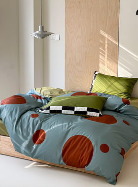 Minimal着迷｜设计师款北欧风简约撞色50支贡缎全棉床上四件套