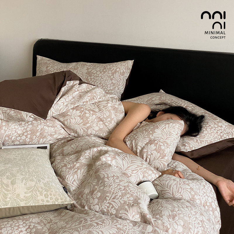 Minimal森夕香｜秋冬氛围极简自然全棉色织提花亲肤四件套床单