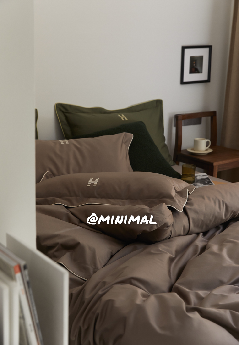 minimal concept【冷咖】春夏极简北欧经典刺绣小h全棉澳棉四件套