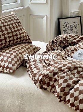 Minimal Concept【复古菱形格】秋冬弄潮儿牛奶绒保暖四件套床单