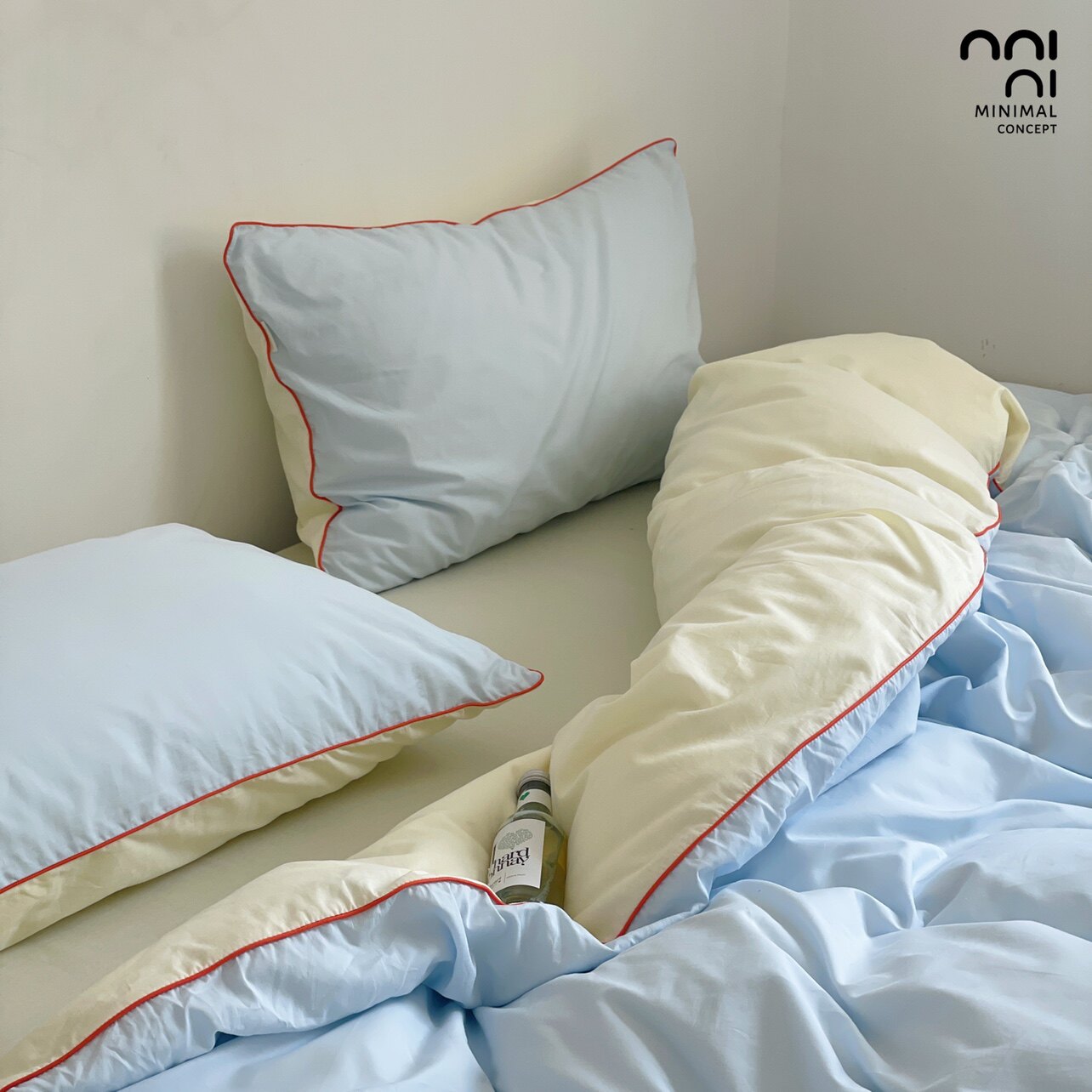 日系全棉四件套撞色欠绳