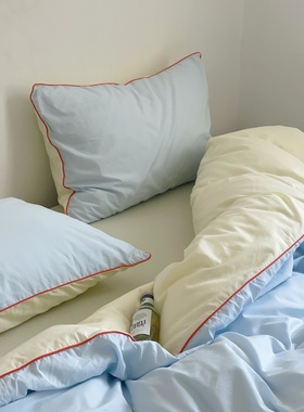 Minimal Concept 【加州桂】日系奶油限定撞色欠绳水洗全棉四件套