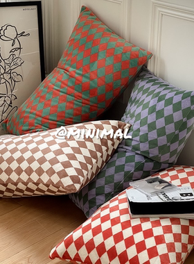 Minimal Concept【复古菱形格】秋冬简约撞色百搭单品枕套被套