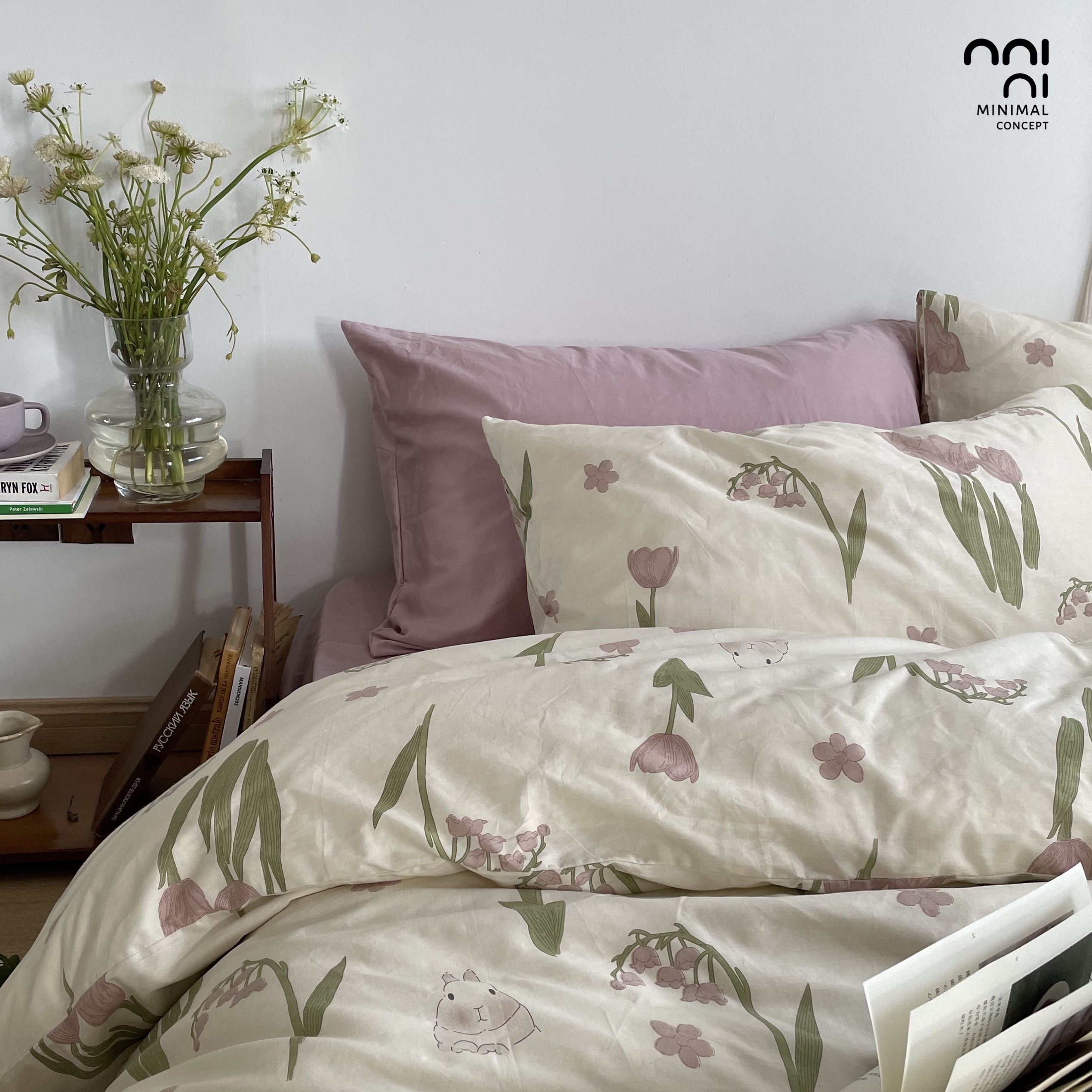 兔子全棉紫粉兔子全棉套件床单