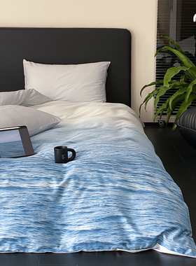 Minimal蓝色海洋｜小众简约风自然系全棉床上四件套纯棉床单