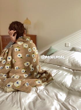 Minimal 雏菊｜店铺自制温柔暖绒提花豆豆毯沙发毯卧室毯床尾毯