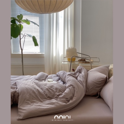 少女怀情氛围感纯色针织棉四件套