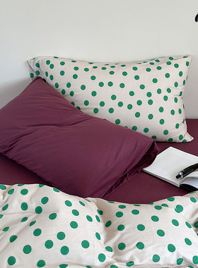 Minimal Concept【薄荷波点】小清新圣诞限定款绿色针织棉四件套4