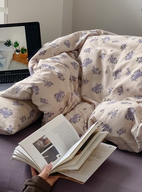 Minimal Concept【落檀紫】春夏限定紫色花卉奶奶滴针织棉四件套