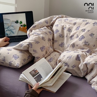 Minimal Concept【落檀紫】春夏限定紫色花卉奶奶滴针织棉四件套
