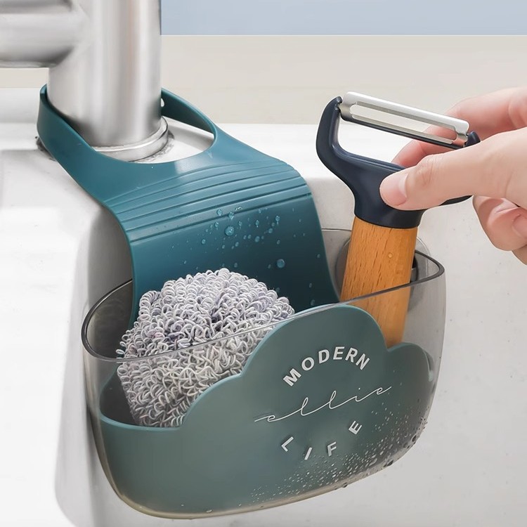 日本厨房水槽置物架沥水篮水龙头收纳挂袋洗碗池洗菜免打孔多功能