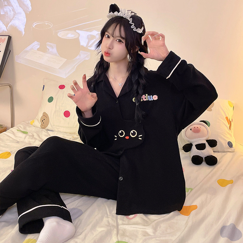 德绒睡衣女秋冬卡通可爱