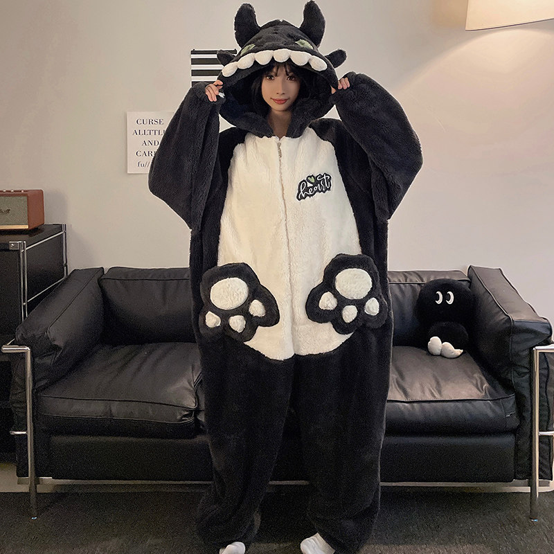 珊瑚绒连体睡衣女加厚大码
