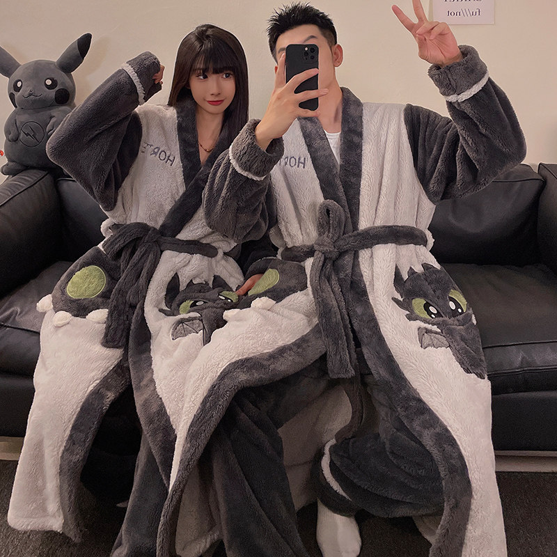 睡衣女和服男士睡袍珊瑚绒