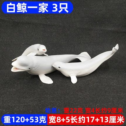 白鲸玩具海洋哺乳动物一家大中小仿真鲸鱼虎鲸一角鲸模型实心硬胶