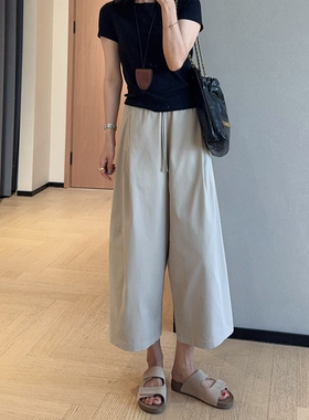 WTHEONE夏季凉风裤UPF50+轻薄抗皱防晒宽松显瘦九分休闲裤女2026