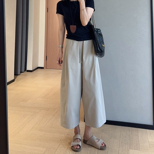 WTHEONE夏季凉风裤UPF50+轻薄抗皱防晒宽松显瘦九分休闲裤女2026