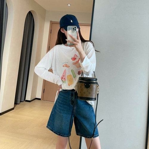 夏日甜品印花天丝防晒罩衫宽松T