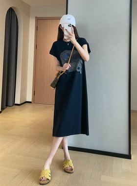 美式复古老鹰短袖T恤裙连衣裙