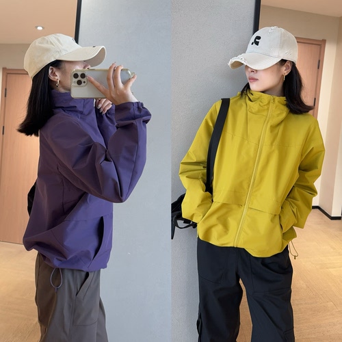 WTHEONE鸟家黑科技五防面料短款可连帽立领软壳冲锋衣外套女2025