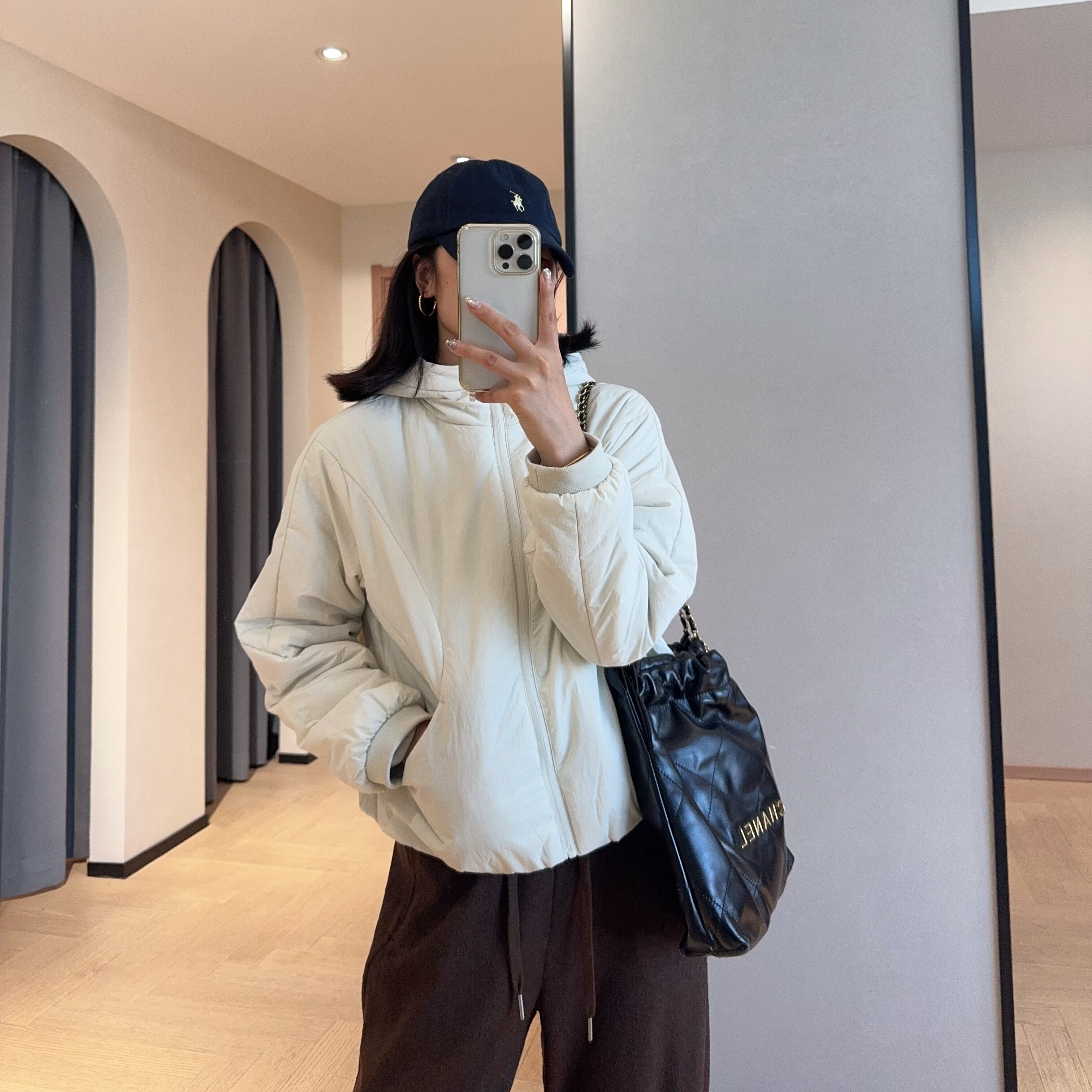 lu高品质防风短款连帽棉衣外套