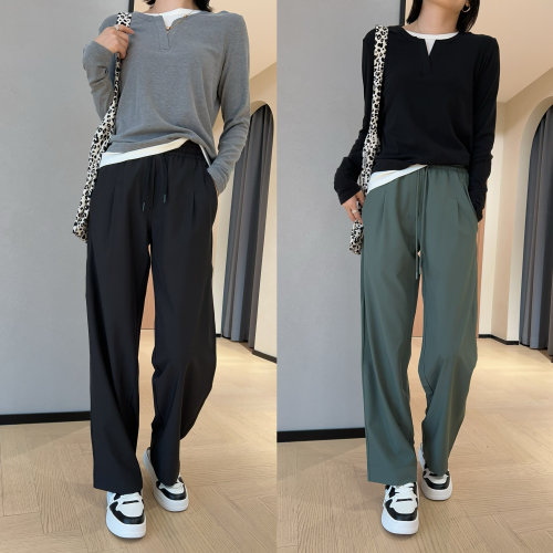 WTHEONE自留神裤上身超显瘦垂顺宽松显瘦高腰运动休闲裤女秋季新
