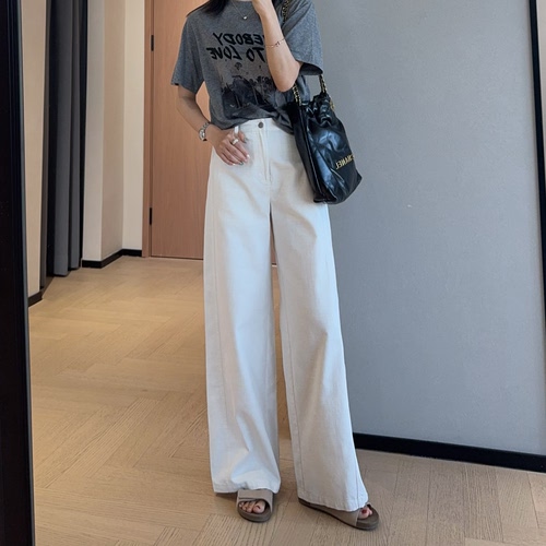 WTHEONE高品质凉感天丝拖地阔腿裤显瘦休闲高腰长裤女2026夏新款