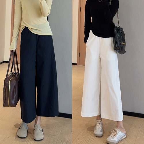 WTHEON王炸裤型抗皱垂坠高腰显瘦直筒阔腿九分休闲裤女春夏小个子