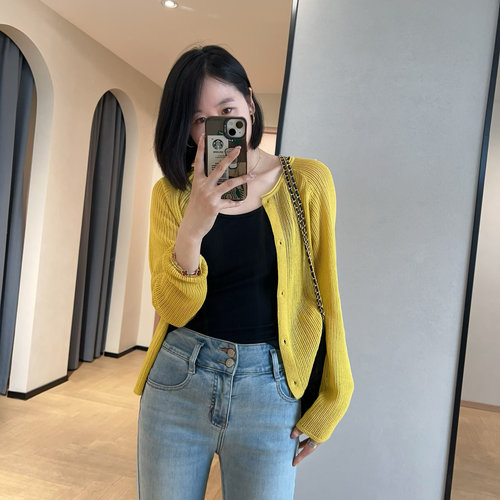 WTHEONE重磅天丝亚麻防晒凉感薄款针织开衫女长袖短外套女2025夏