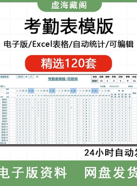 通用考勤表电子版模板公司员工工地工厂出勤记录带公式自动统计