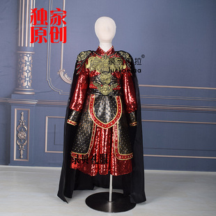 快乐阳光岳家军天下第一关男童演出服盔甲披风高级表演服装出租