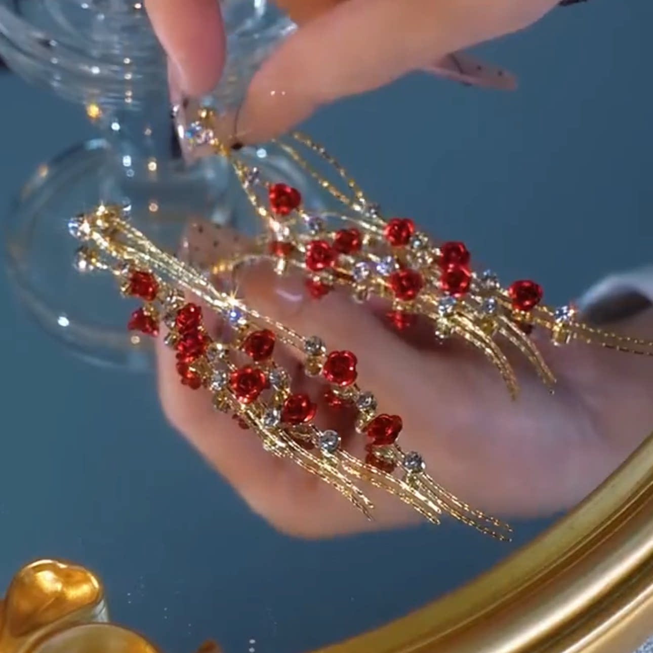 2026新款爆款高级感简约红色玫瑰花耳饰耳钉女气质百搭耳环耳扣