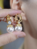 法式 潮流百搭轻奢高级感耳扣女 珍珠耳饰女925银针耳环2024年新款