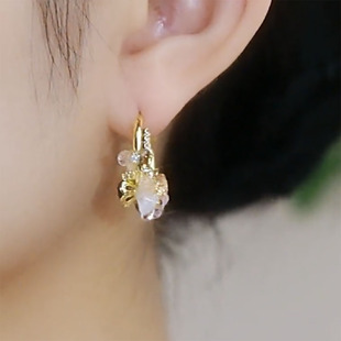 2023年新款潮水晶耳扣耳环女小众设计高级感耳钉轻奢洋气耳圈耳饰