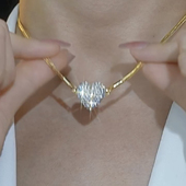 设计感吸铁石心形锁骨链 气质小众个性 新款 爱心满钻磁吸项链女时尚