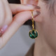 小众设计感字母D耳环女银针2023年新款 潮大气祖母绿气质耳坠耳圈