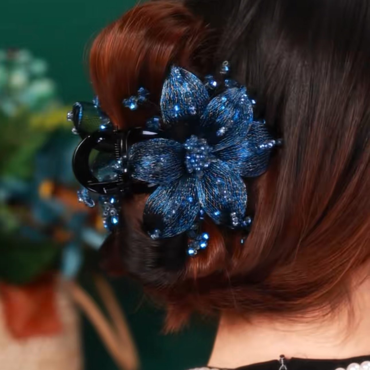 2025新款高端系列发夹女蓝玫瑰盘发抓夹手工编织铜丝花朵鲨鱼夹,饰品/流行首饰/时尚饰品新,发饰,淘宝优惠券,粉丝福利购,淘宝优惠卷