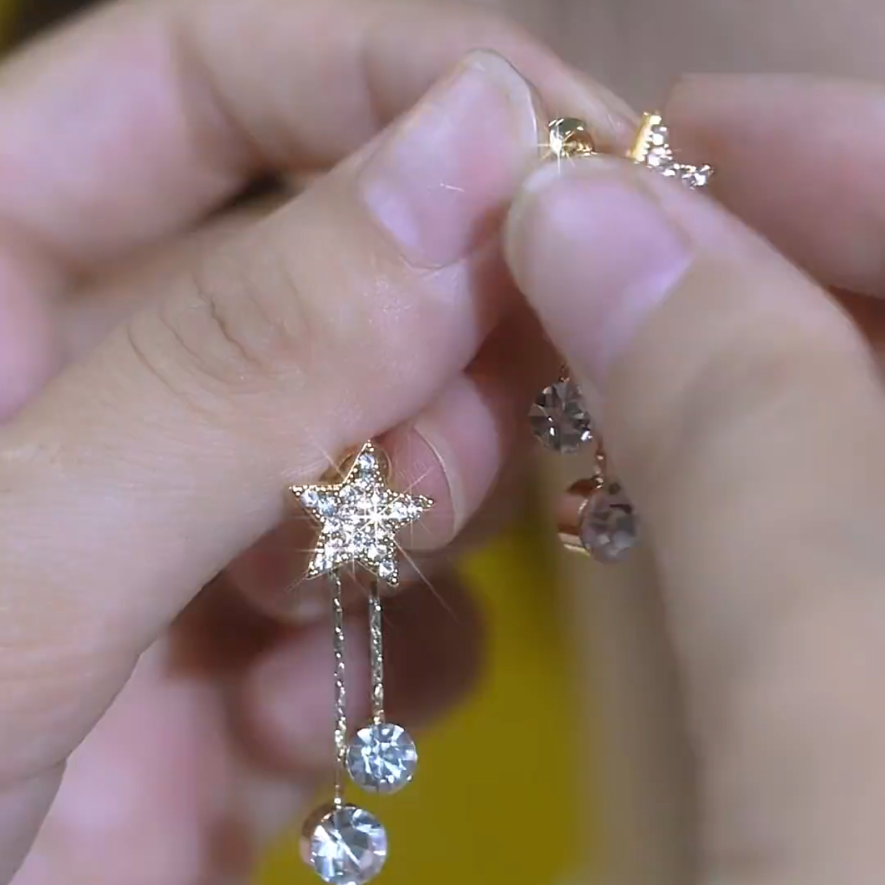 五角星星后挂锆石耳钉女一款两戴网红百搭耳饰银针防过敏独特耳环