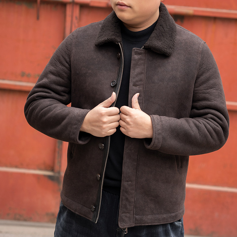 2639拉贡皮毛一体N1甲板服原生态男装真皮真毛冬季重水洗复古做旧