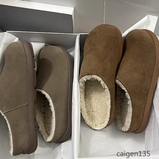 简约厚底半拖羊毛拖鞋