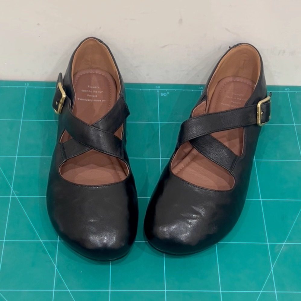 学院风皮带扣低跟小皮鞋单鞋羊皮