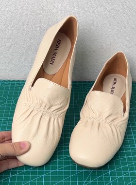 羊皮单鞋软底一脚蹬乐福鞋皮鞋女