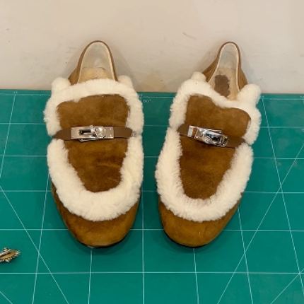 圆头低跟加绒毛毛小皮鞋乐福鞋