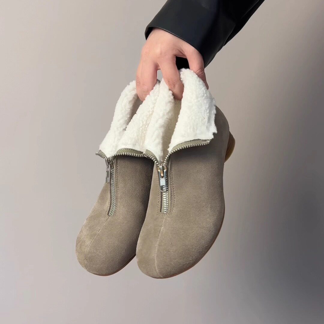 牛皮勃肯雪地靴女冬季保暖短靴