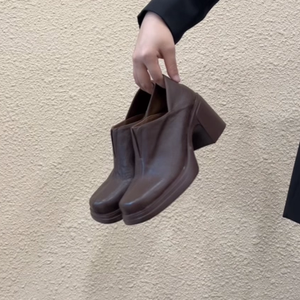 小个子高跟乐福鞋粗跟单鞋深口