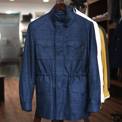 Leo男士高级感早秋新款复古旅行者夹克定制Traveller蓝色休闲外套