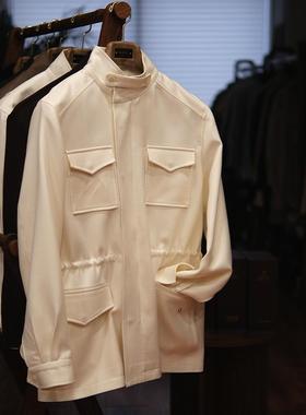 Leo男士高级感秋冬新款羊毛复古旅行者夹克定制Traveller白色外套