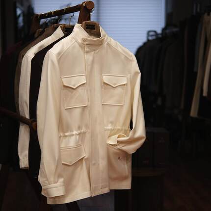 Leo男士高级感秋冬新款羊毛复古旅行者夹克定制Traveller白色外套